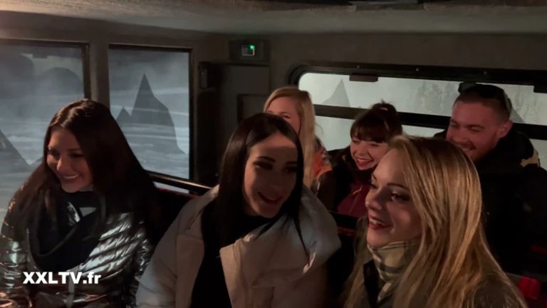 Nighttime Ski Slope Threesome