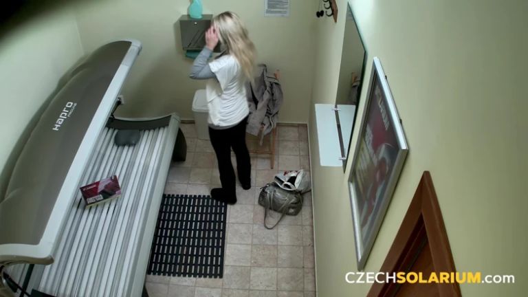 Czech Solarium 63: Blonde in Panties, but Not for Long
