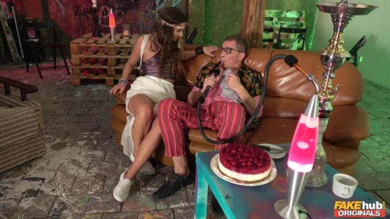 Fakehub Originals - Brunette Amirah &amp; Steve Meet Indoors at a Cafe Before Sizzling Pussy Licking &amp; a Messy Facial
