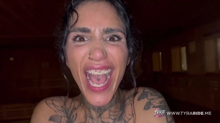 Pregnant Tattooed MILF Drains Stranger in Steamy Sauna One Night Stand