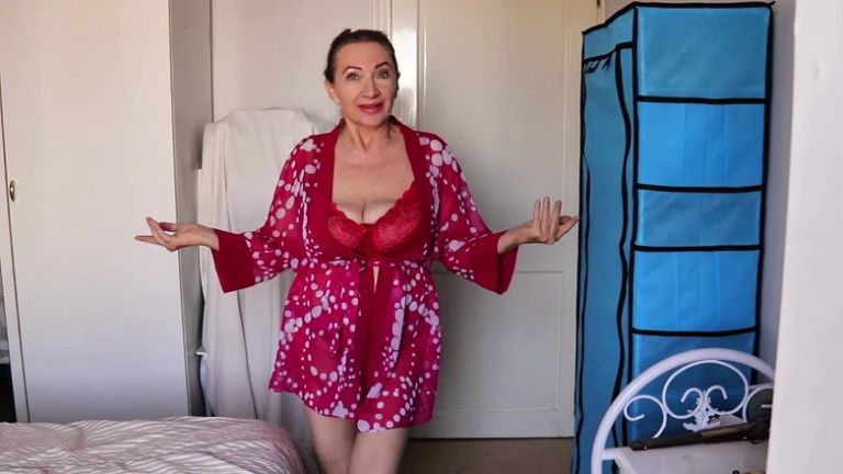 Granny Teasing You in Red Hot Lingerie