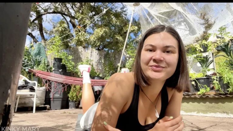 Kinky Mary Pees in a Bottle Outdoors and Drinks It