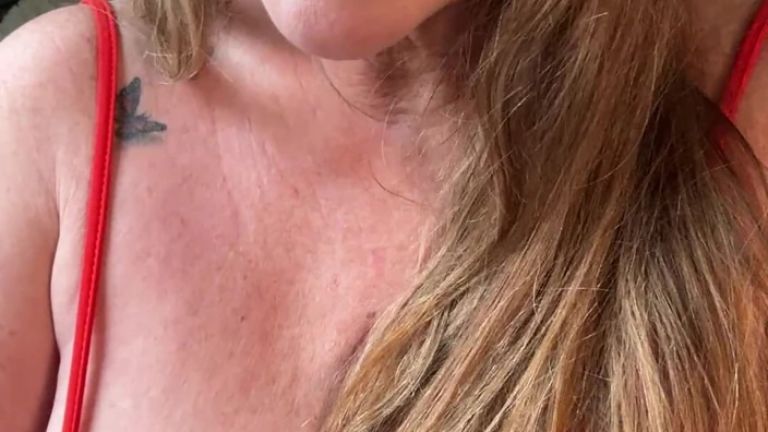Sexy Red Mini Dress MILF BBC Dildo Solo