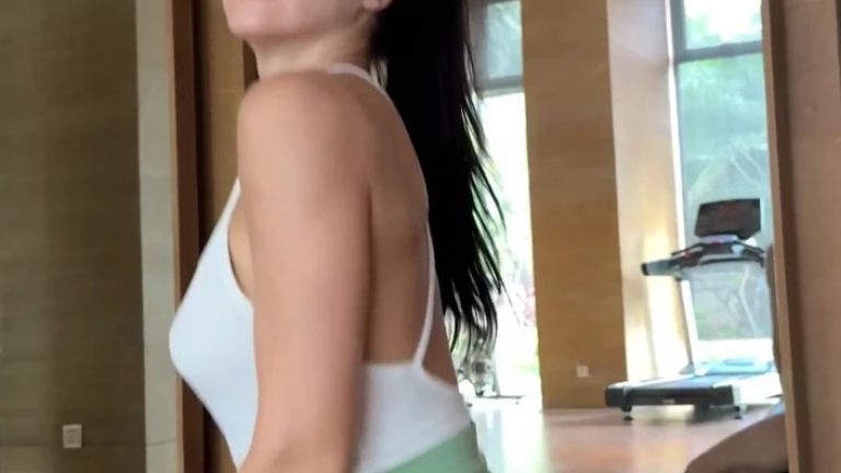 Jumping on a Ball in Mini Shorts, Sexy Butt Tease, Ass Shaking