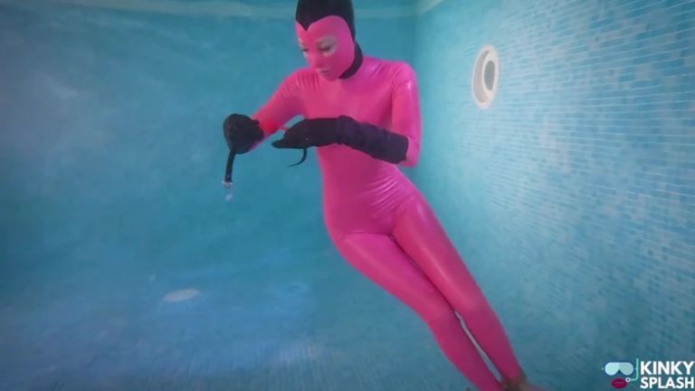 Hooded Latex Slave Weighted Underwater Control