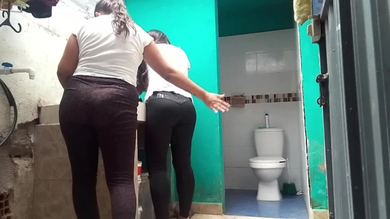 Lesbian Sex in the Gym Bathroom Ends in Mutual Orgasm