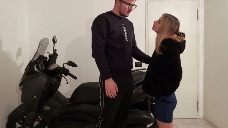 I Fuck a Teen on the Xmax in the Garage, While My Wife Is in the House. Dirty Dialogues