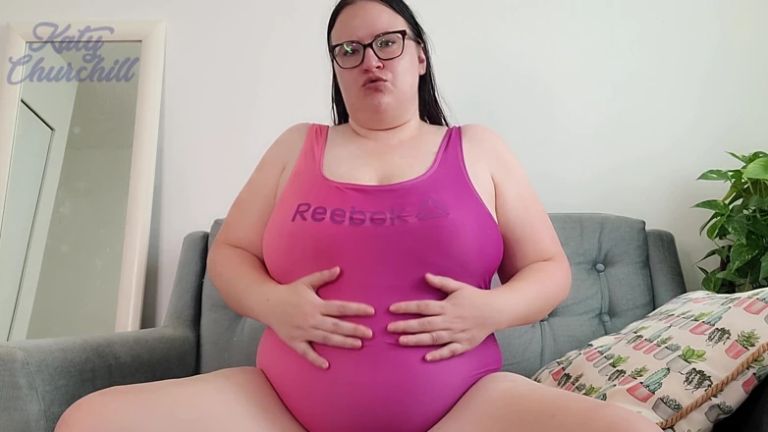 Curvy Hairy BBW Purple Reebok Swimsuit Tease