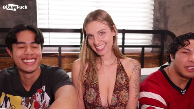 Asian Guy Flip-fucks with Hispanic and American Girl