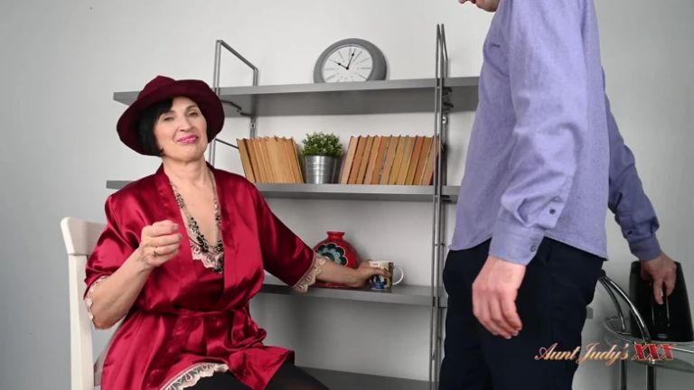 AuntJudysXXX - Busty Mature Hairy Stepmom Minia Fucks Her Stepson After Tea